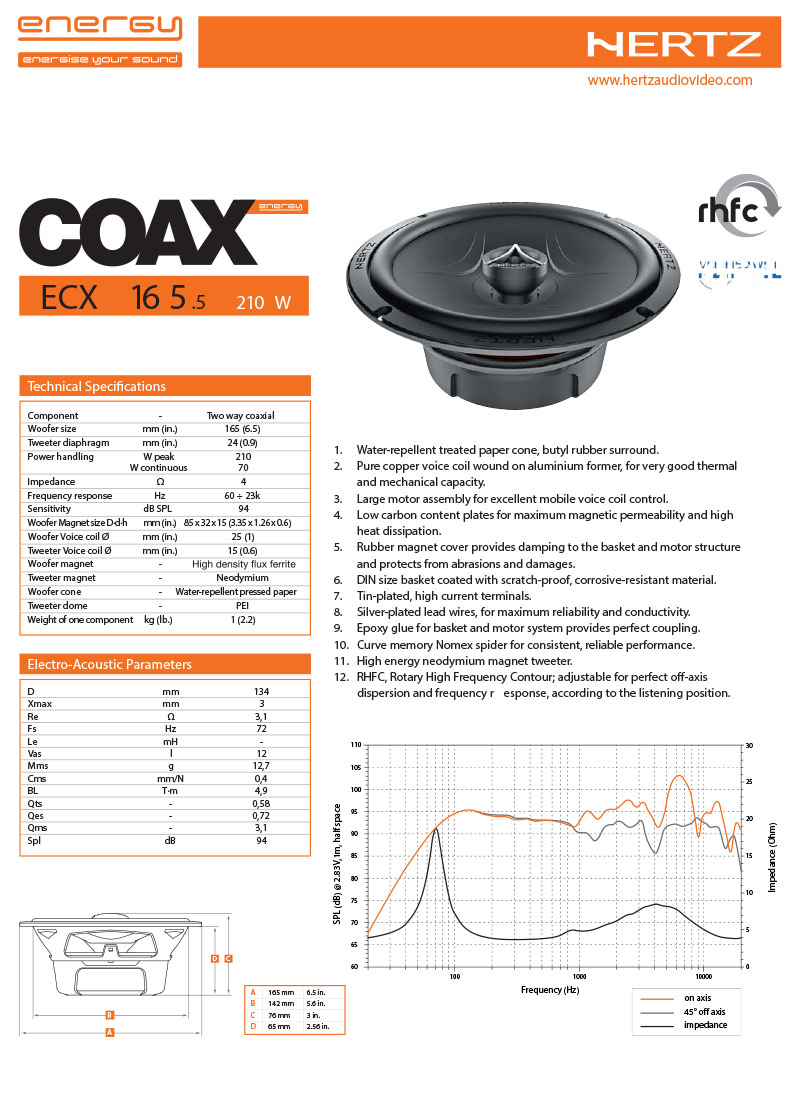 Hertz ECX 165.5 Two Way Coaxial Calgary Car Parts and Accessories