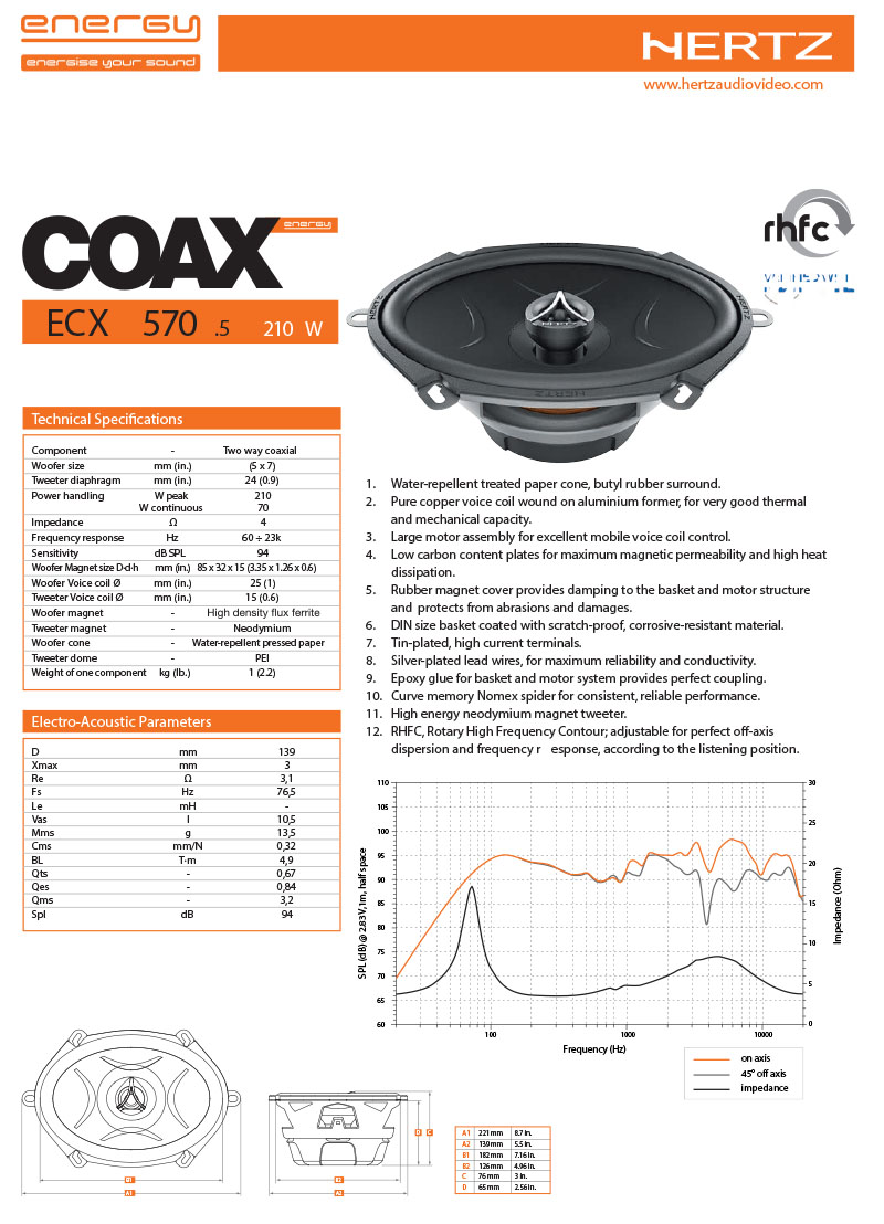 Hertz ECX 5705 Two Way Coaxial Calgary Car Parts and Accessories