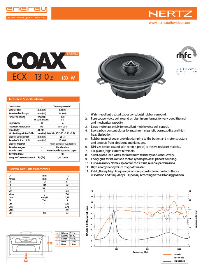 Hertz ECX1305 Coaxial Calgary Car Parts and Accessories