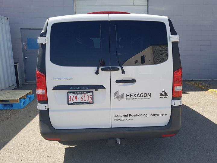 Hexagon Company Decals on Mercedes Metris rear